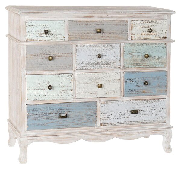 Chest of drawers Home ESPRIT Blue White Light grey Cottage 94 x 35 x 87 cm