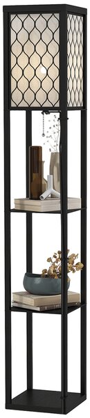 HOMCOM Shelf Floor Lamp Modern Standing Lamp for Living Room Light with 4-tier Open Shelves Large Storage Display Aosom UK