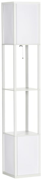 HOMCOM Floor Lamp with Shelves, Modern Floor Standing Lamp with Dual Ambient Light for Living Room, Bedroom, White Aosom UK
