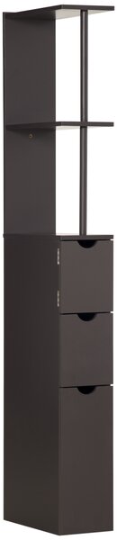 HOMCOM Tall Bathroom Cabinet, Freestanding Bathroom Storage Cabinet with 2-Tier Shelf and Drawers, Narrow Cupboard Storage Unit, Brown