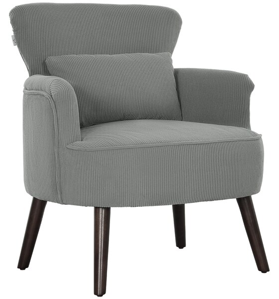 HOMCOM Corduroy Retro Accent Chair - Light Grey