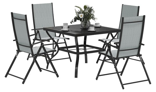 Outsunny Five-Piece Steel Frame Patio Set - Grey/Black