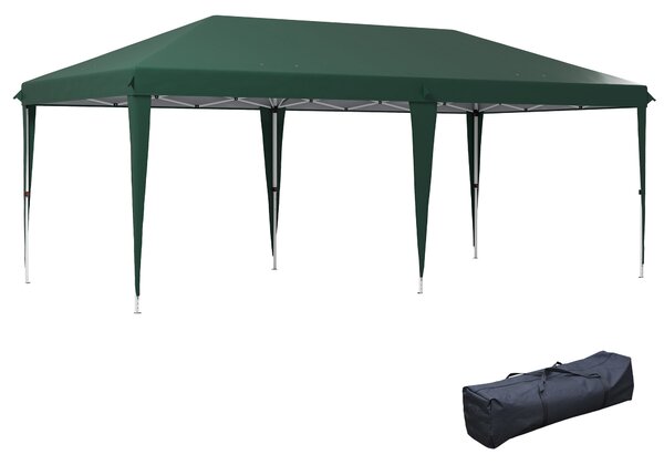 Outsunny Pop Up Gazebo, Double Roof Foldable Canopy Tent, Height Adjustable Wedding Awning Canopy w/ Carrying Bag, 6 m x 3 m x 2.65 m, Green