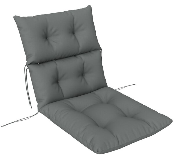 Outsunny Tufted Adirondack Chair Cushion, Thick Garden Seat Cushion Pad with Backrest, Ties for Outdoor and Indoor Use, Light Grey