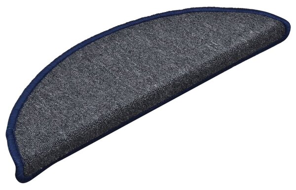 Carpet Stair Treads 15 pcs Dark Grey and Blue 56x17x3 cm