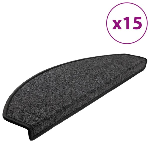 Carpet Stair Treads 15 pcs Anthracite 65x24x4 cm