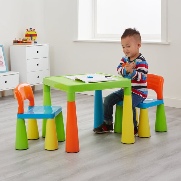 Liberty House Kids Colourful Plastic Table And Two Chairs Set Blue