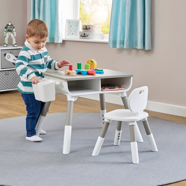 Liberty House Kids Height Adjustable Table And One Chair Set White