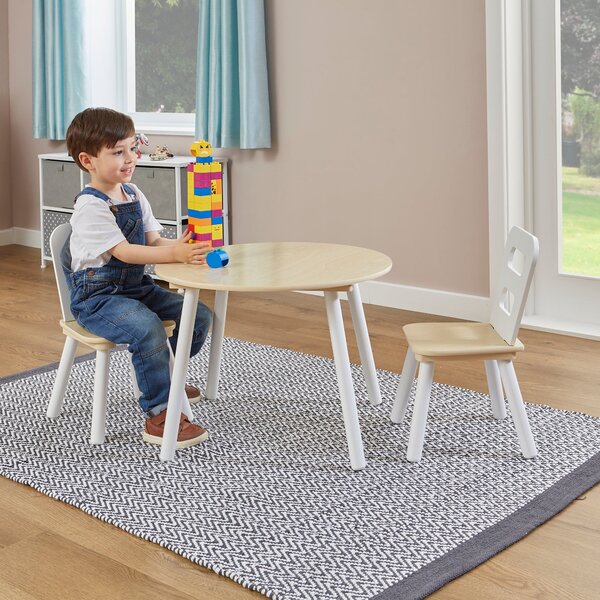 Liberty House Kids Round Table And Two Chairs Set White