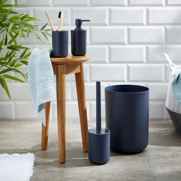 4 Piece Plastic Bathroom Accessories Set Navy (Blue)