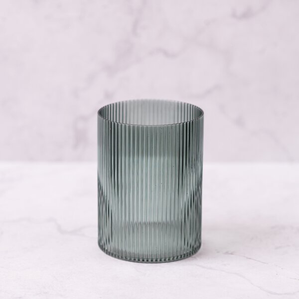 Ribbed Glass Tumbler Grey