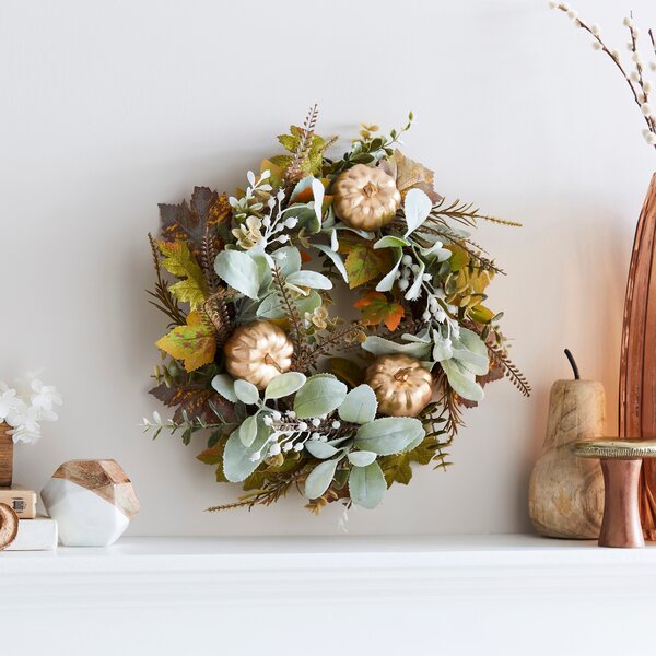 Artificial Pumpkin Wreath Gold