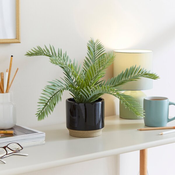 Artificial Palm Plant in Ceramic Pot Black