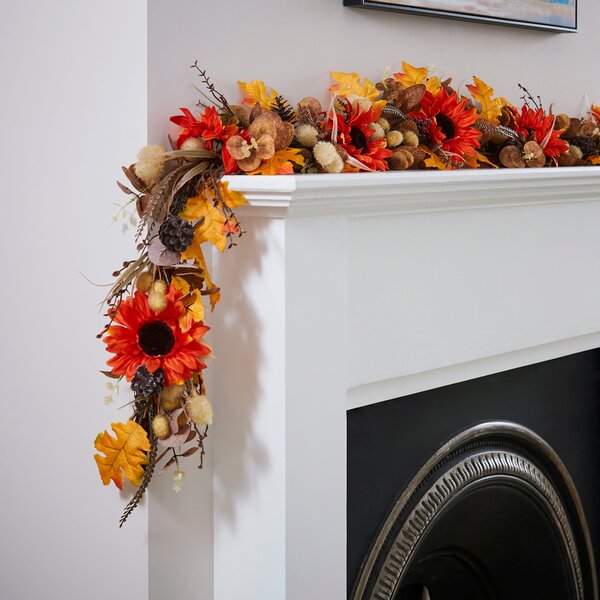 Artificial Sunflower Garland Orange