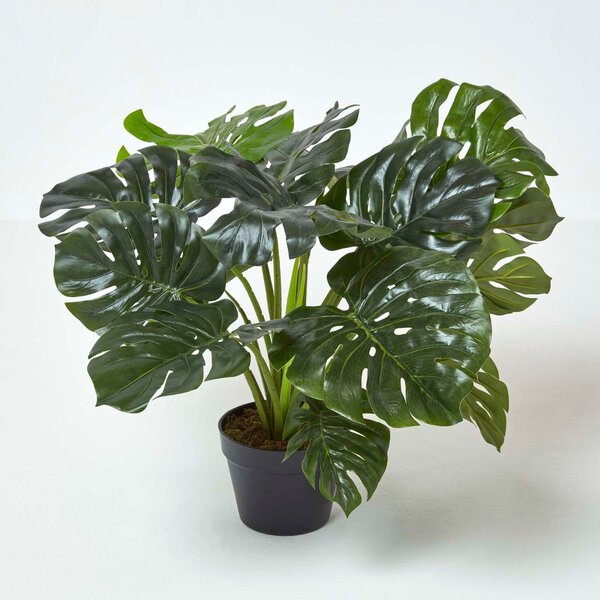 Artificial Monstera Plant Lifelike Green Cheese Plant, 60 cm Tall