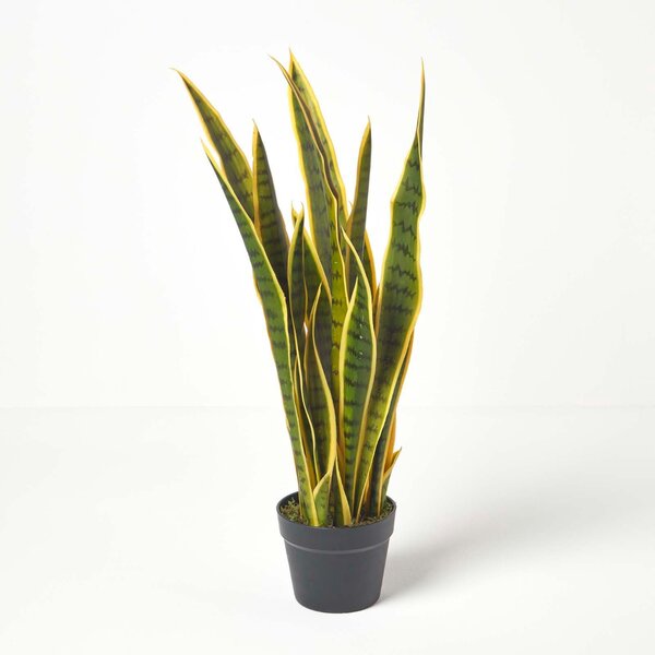 Homescapes Golden Artificial Snake Plant 74cm Tall Faux Sansevieria