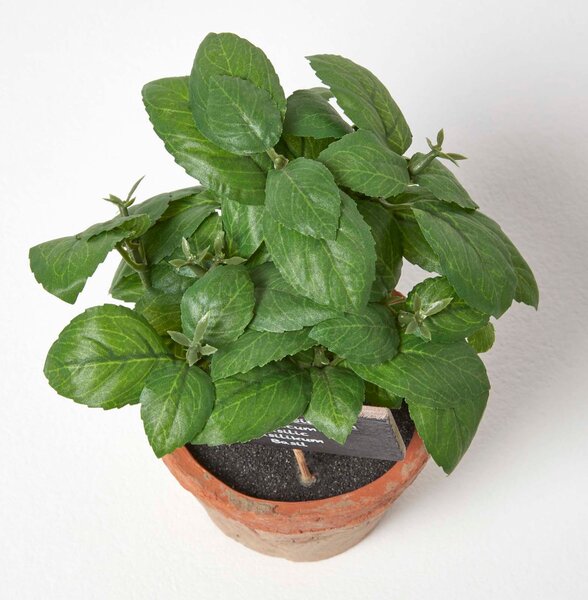 Homescapes Artificial Herb Basil Plant in Decorative Pot