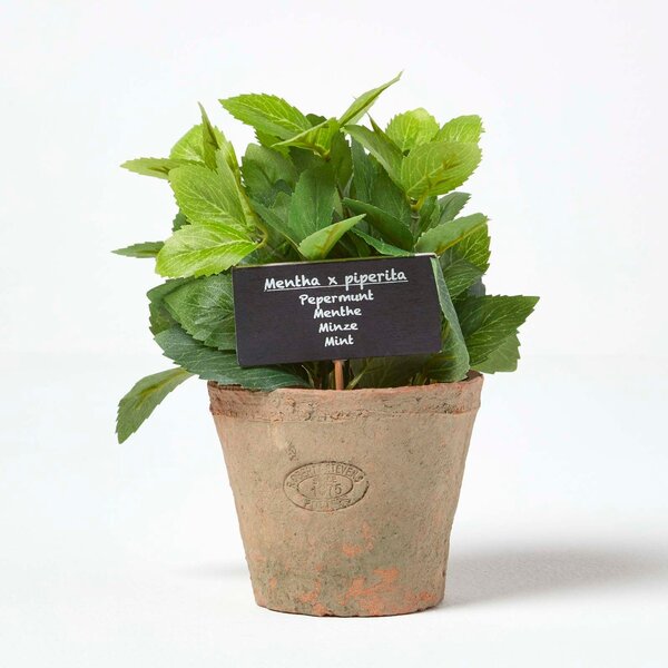 Homescapes Artificial Herb Mint Plant in Decorative Pot