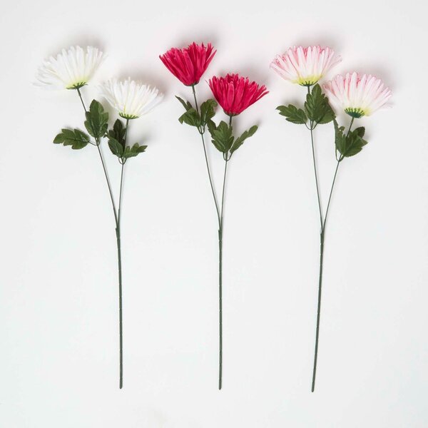 Homescapes Artificial Chrysanthemum Single Stem Set of 3