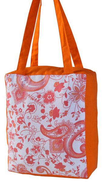 Cotton Pure Paisley Design Shopping/Shoulder Bag, 27 x 32 x 11 cm