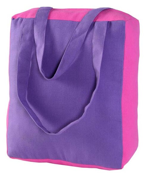 Cotton Solid Purple & Pink Design Shopping Bag, 27 x 32 x 11 cm