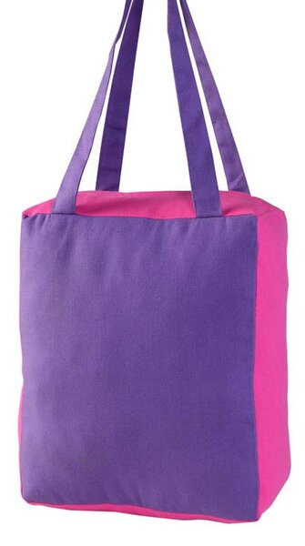 Cotton Solid Purple & Pink Design Shopping Bag, 27 x 32 x 11 cm