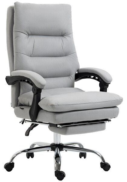 Vinsetto Vibration Massage Office Chair with Heat, Microfibre Computer Chair with Footrest, Armrest, Reclining Back, Double-tier Padding, Grey