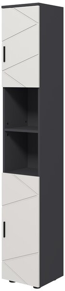 Kleankin Tall Bathroom Cabinet: Narrow Storage with Open Shelves, 2 Door Cabinets, Adjustable Shelving, Grey