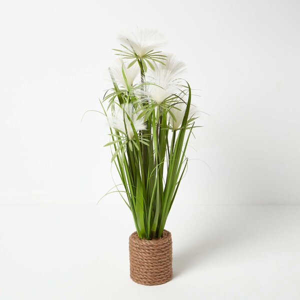 Homescapes Artificial Open Flower Grass Plant In Rope Pot, 74 cm Tall