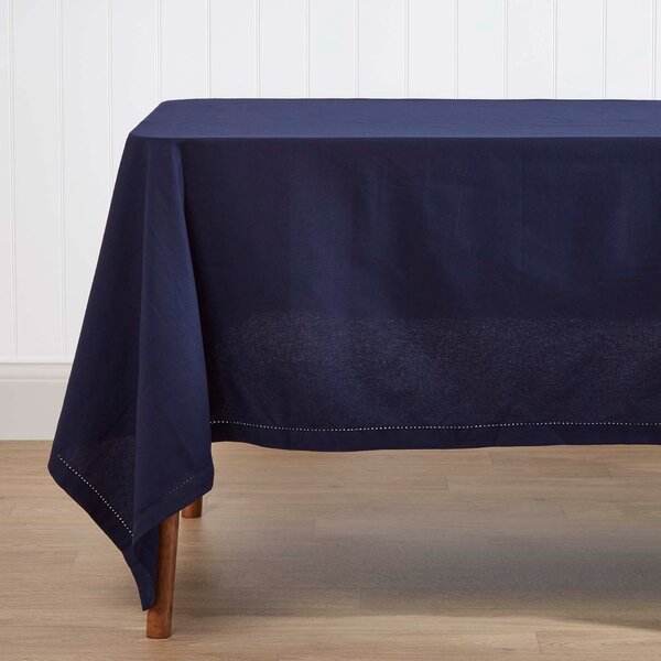 Homescapes Plain Cotton Navy Blue Tablecloth, 54 x 54 Inches