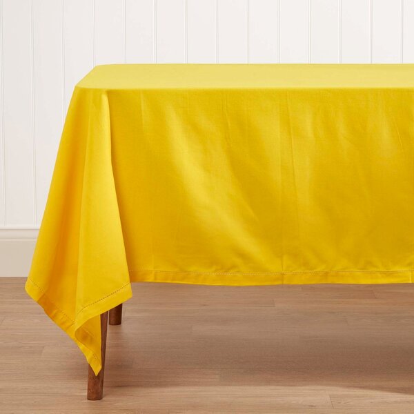 Homescapes Plain Cotton Yellow Tablecloth, 54 x 54 Inches