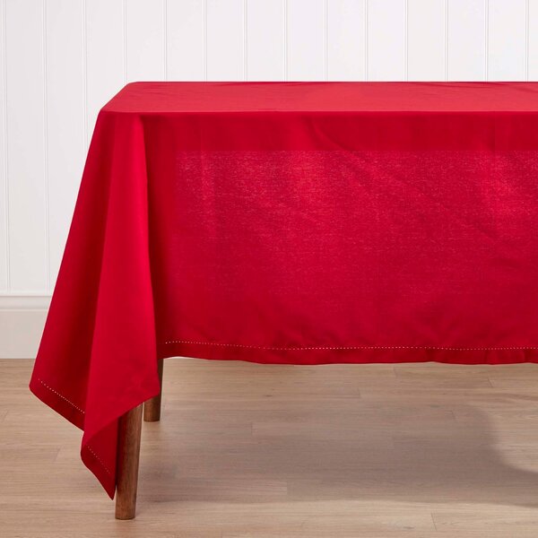 Homescapes Plain Cotton Red Tablecloth, 54 x 54 Inches