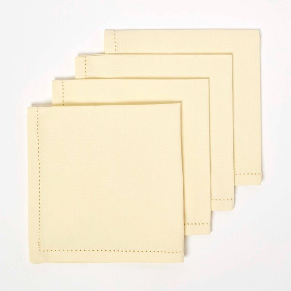 Homescapes Cream Cotton Fabric 4 Napkins Set