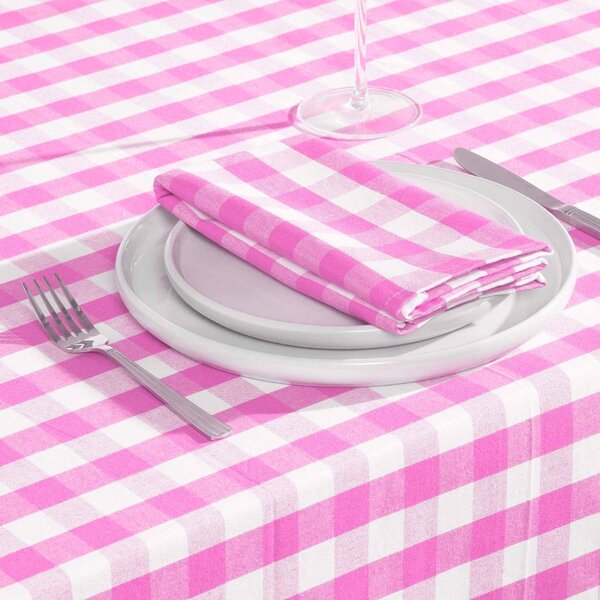 Homescapes Pink Block Check Gingham Cotton Fabric 4 Napkins Set