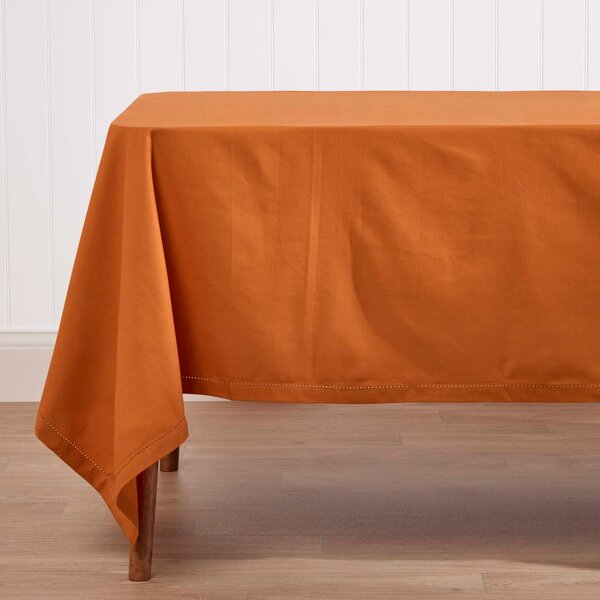 Homescapes Plain cotton Burnt Orange Tablecloth, 54 x 54 Inches