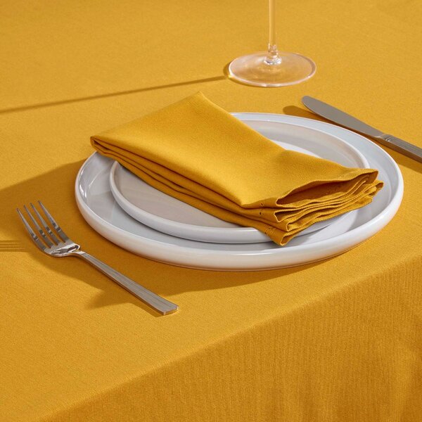 Homescapes Mustard Yellow Fabric 4 Napkins Set