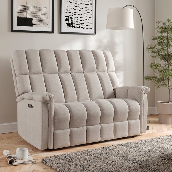 Spencer Chenille Power Recliner 2 Seater Sofa, Natural Natural