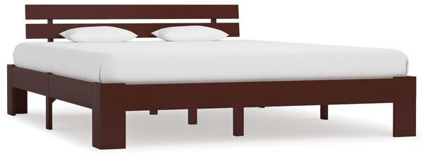 Bed Frame Dark Brown Solid Pine Wood 180x200 cm Super King