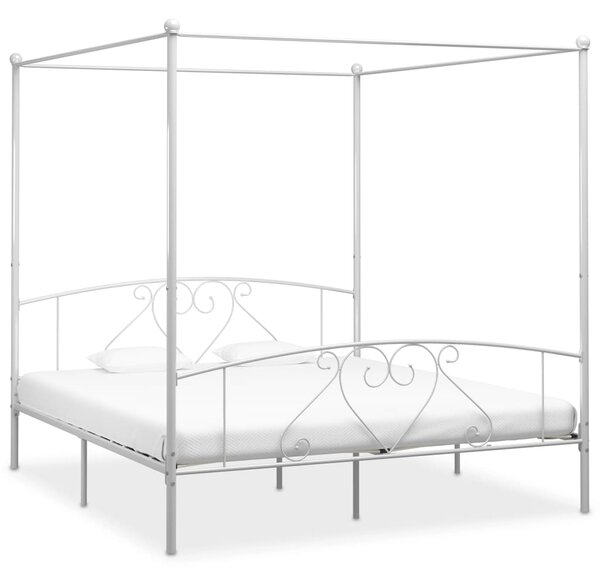 Canopy Bed Frame White Metal 200x200 cm
