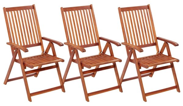 Folding Garden Chairs 3 pcs Solid Acacia Wood