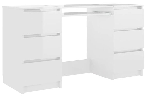 Writing Desk High Gloss White 140x50x77 cm Engineered Wood