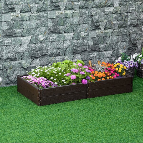 Outsunny Raise Garden Bed Kit, 6 Panels Planter Box Above Ground for Flowers/Herb/Vegetables Outdoor Garden Backyard with Easy Assembly, Brown