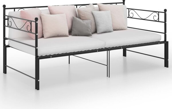 Pull-out Sofa Bed Frame Black Metal 90x200 cm