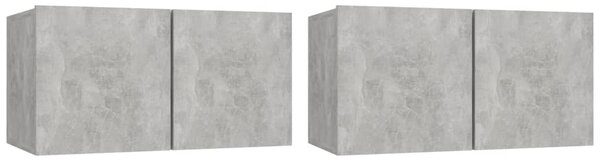 Hanging TV Cabinets 2 pcs Concrete Grey 60x30x30 cm