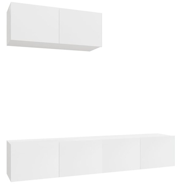 3 Piece TV Cabinet Set High Gloss White Engineered Wood