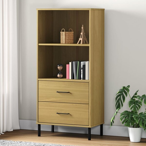 Bookcase with 2 Drawers Brown 60x35x128.5 cm Solid Wood OSLO