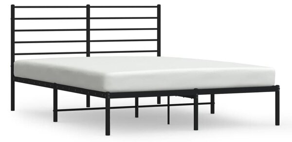 Metal Bed Frame without Mattress with Headboard Black 120x190cm