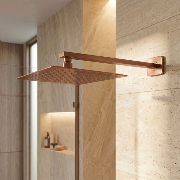 Square shower arm REA JS-9022BRG 40cm Brush Copper