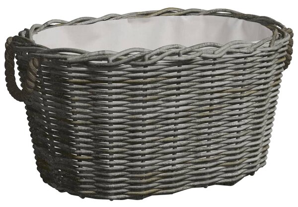 Firewood Basket with Carrying Handles 60x40x28 cm Grey Willow