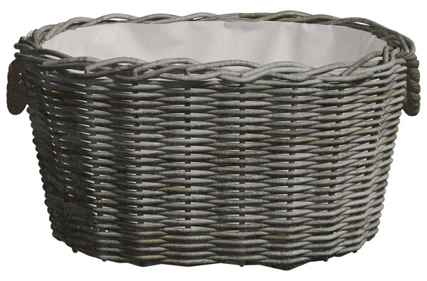 Firewood Basket with Carrying Handles 60x40x28 cm Grey Willow